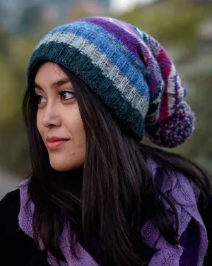 Light Blue Woolen Sherpa Pom Pom Beanie