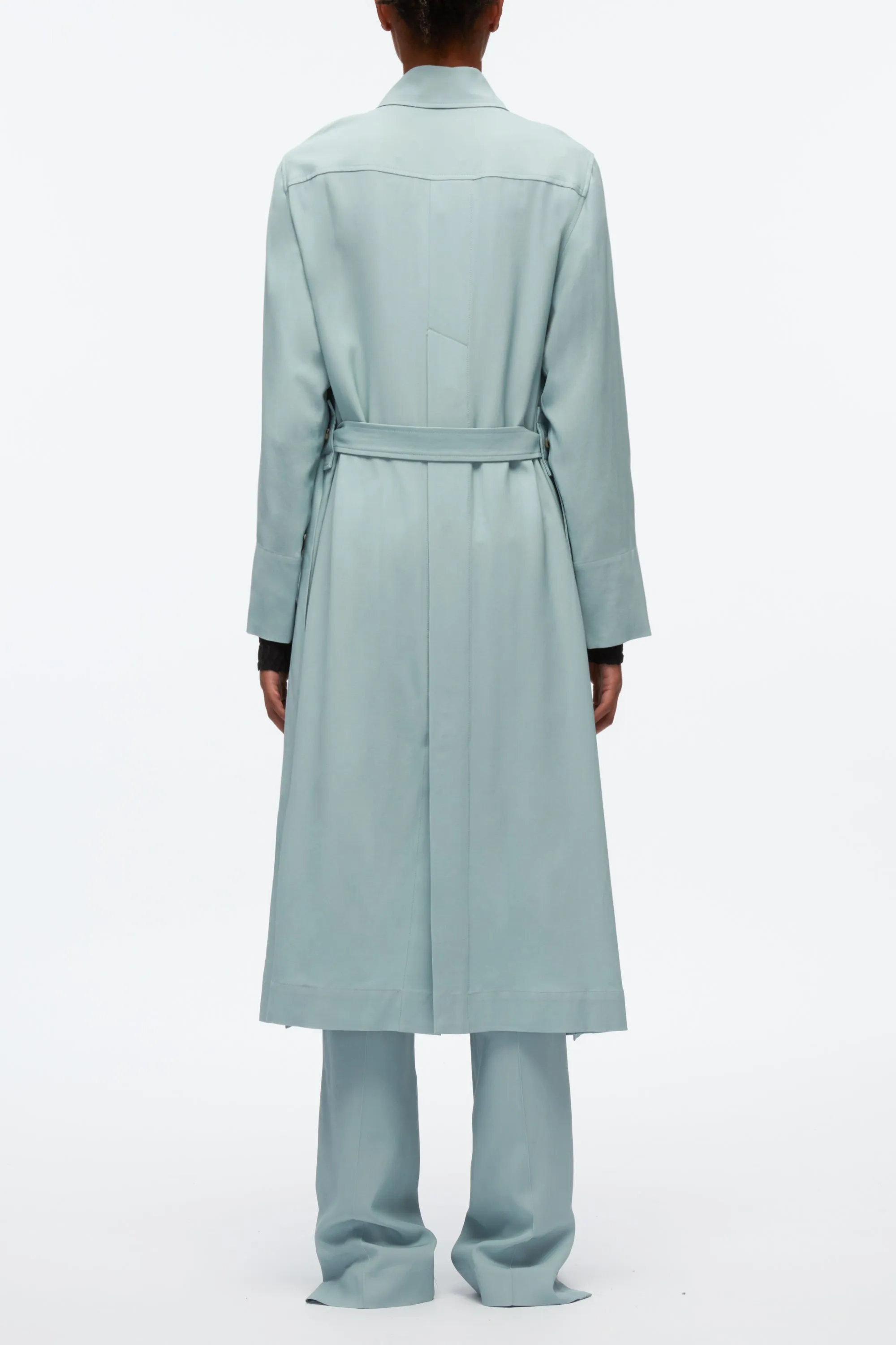 Lightweight Trench Dress With Cascade Drape