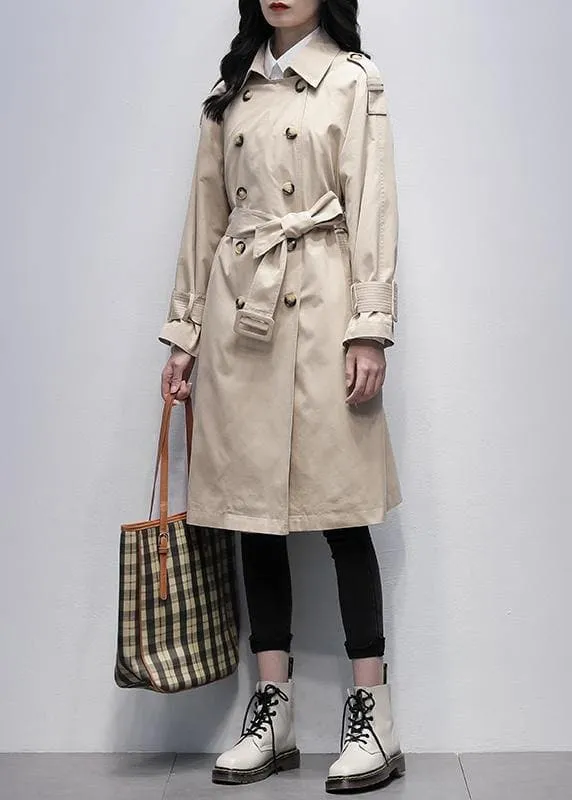 Loose khaki Plus Size trench coat Work Notched tie waist women coats