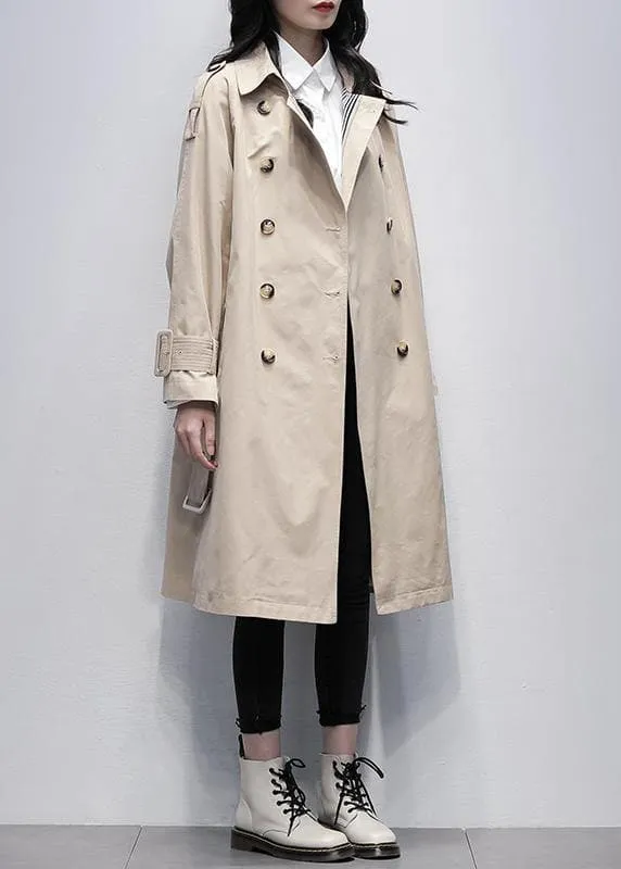 Loose khaki Plus Size trench coat Work Notched tie waist women coats