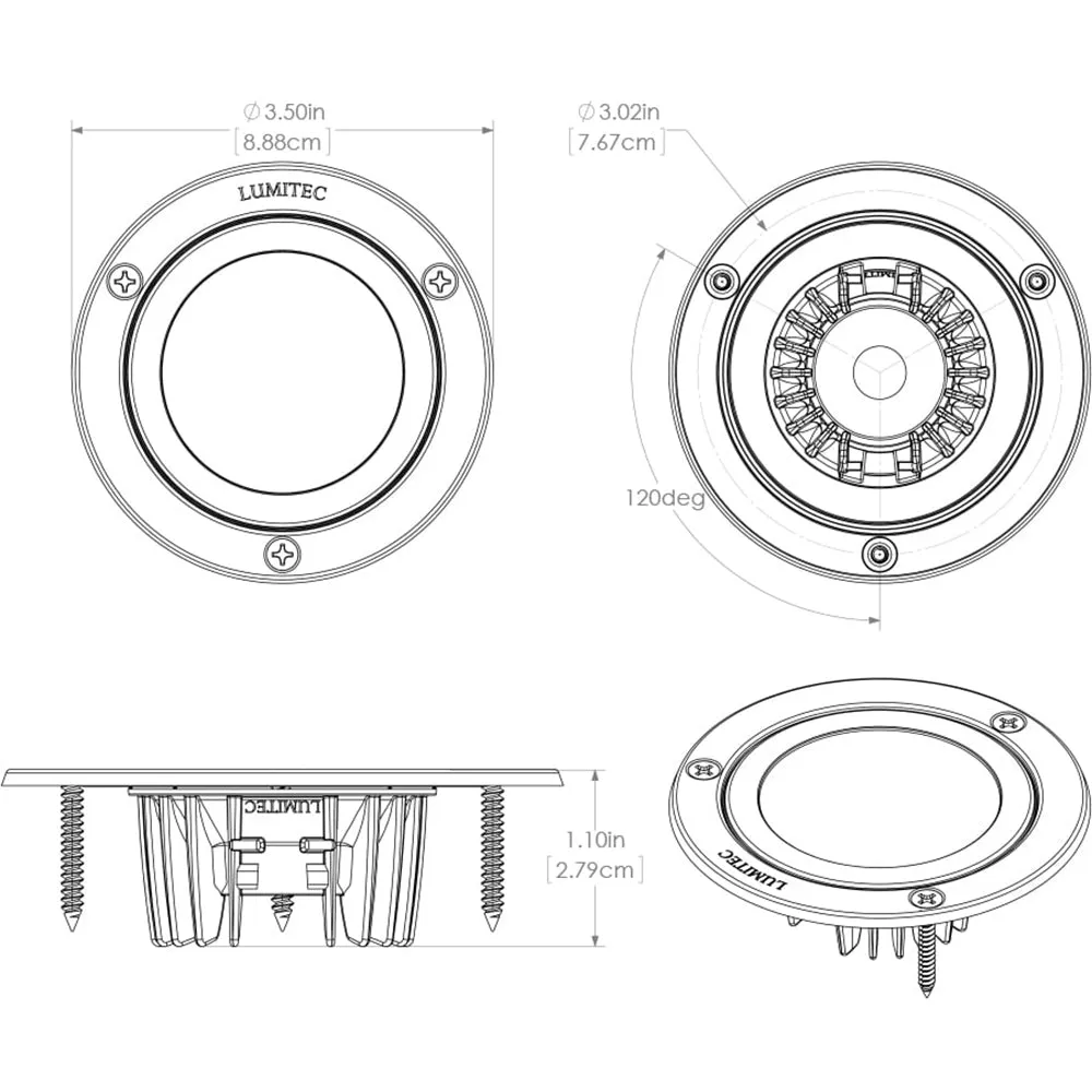 Lumitec Shadow - Flush Mount Down Light - White Finish - Warm White Dimming