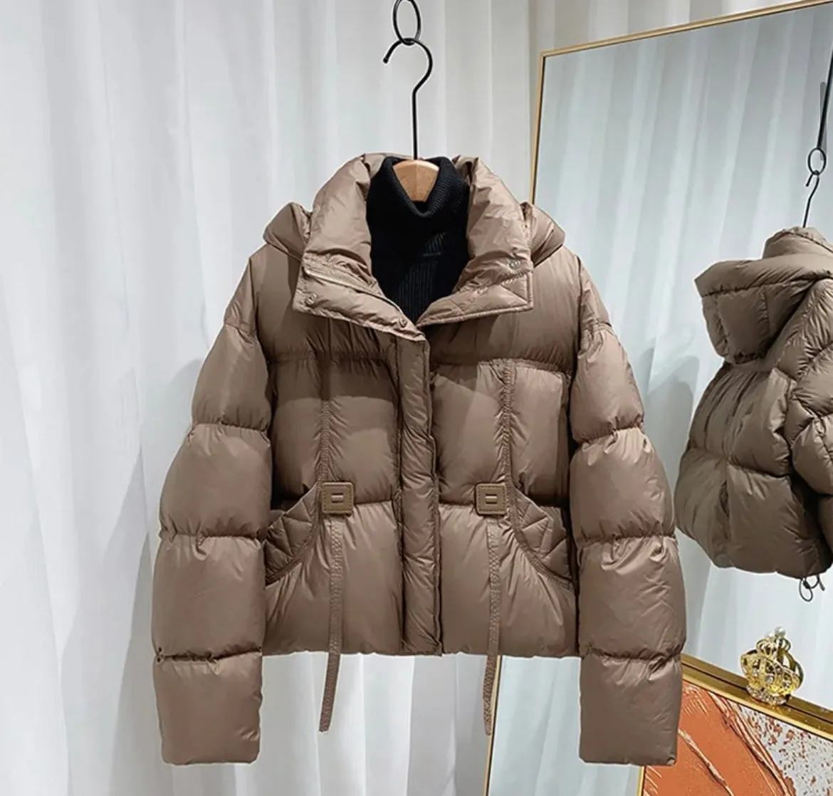 Luxurious Plus Size Women's Duck Down Hooded Jacket