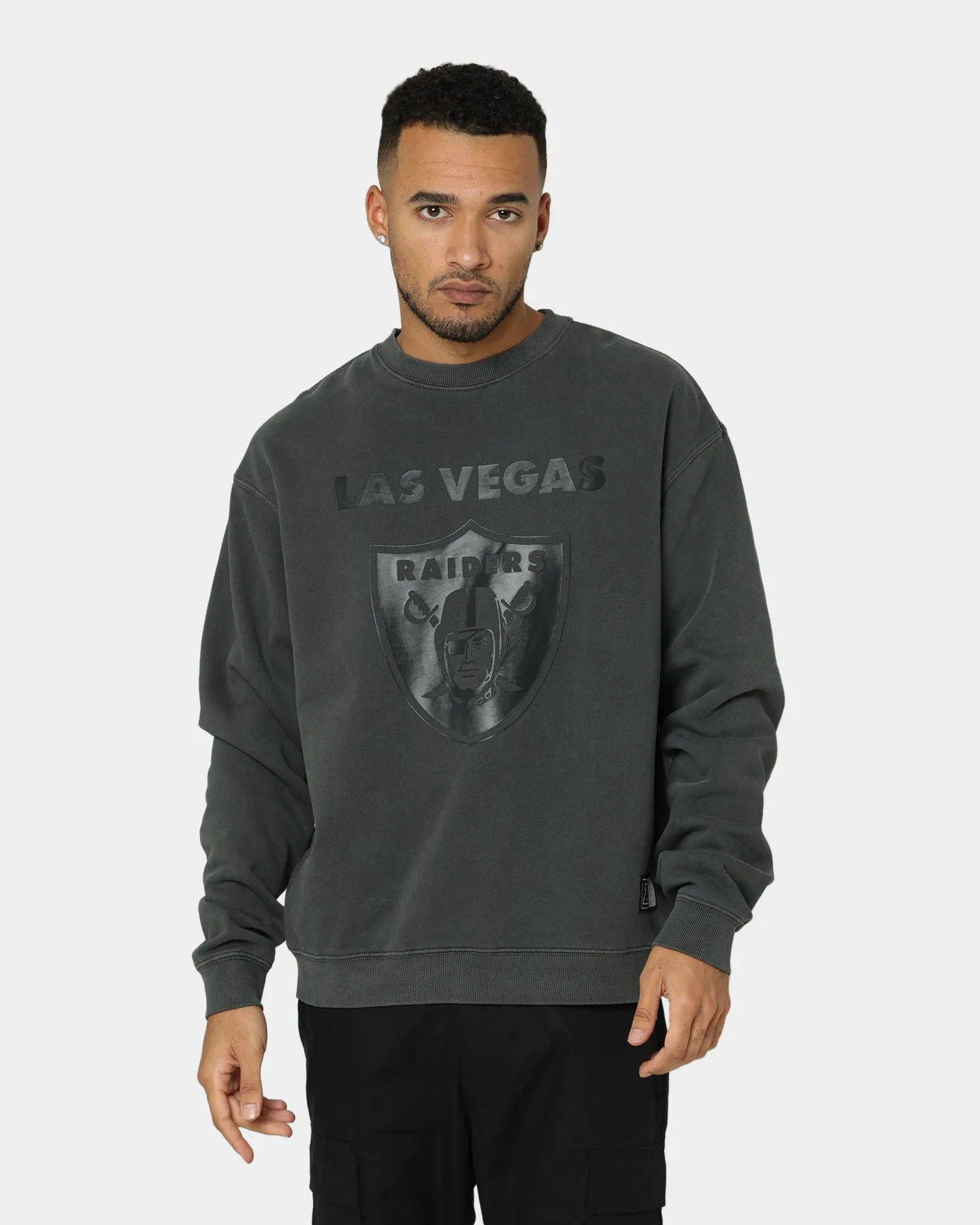 Majestic Athletic Las Vegas Raiders Tonals Logo Stack Crewneck Gunmetal