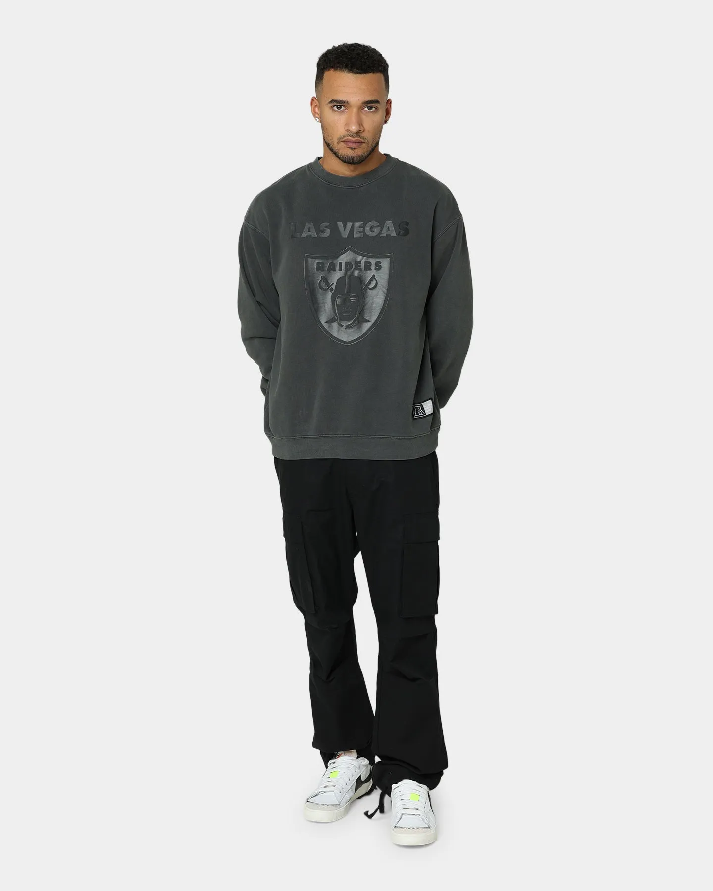 Majestic Athletic Las Vegas Raiders Tonals Logo Stack Crewneck Gunmetal