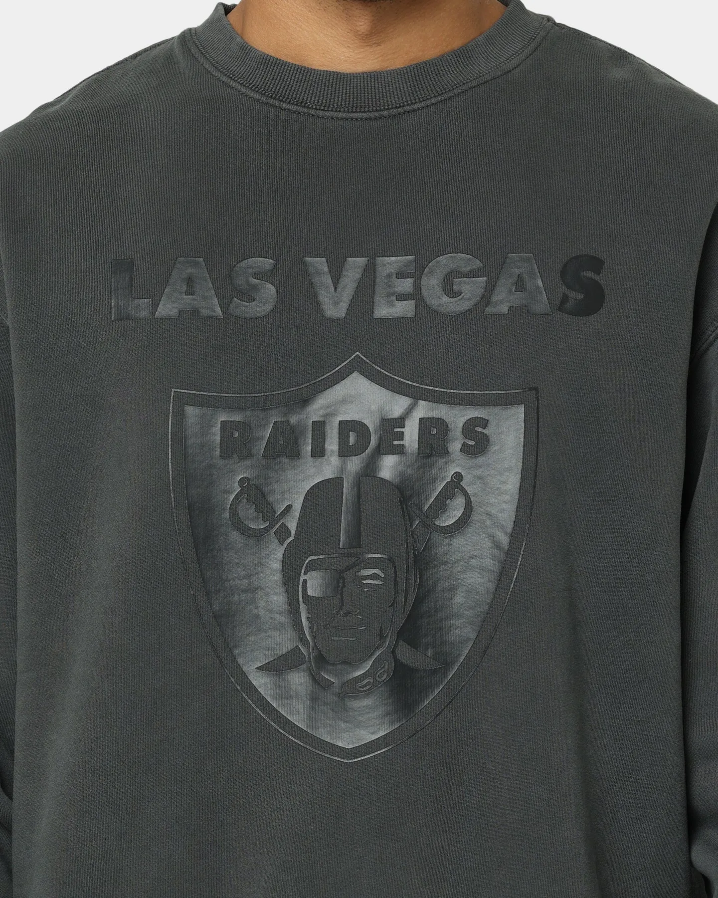 Majestic Athletic Las Vegas Raiders Tonals Logo Stack Crewneck Gunmetal