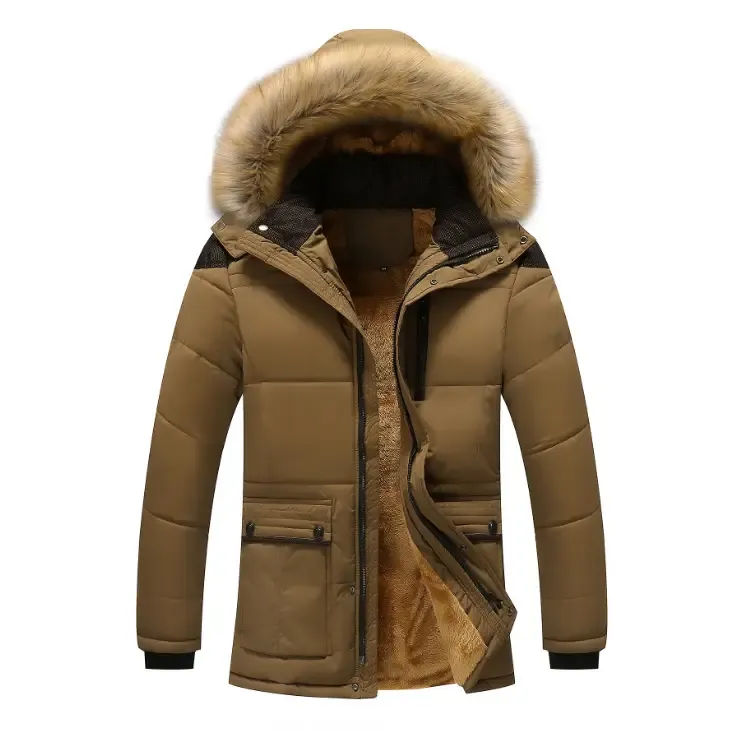 Men warm outwear cotton hooded down coat