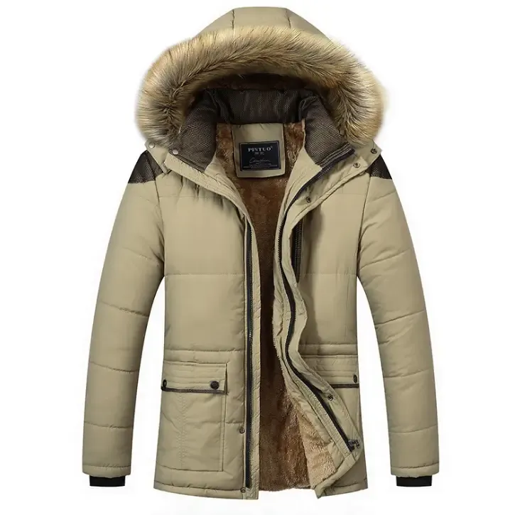 Men warm outwear cotton hooded down coat