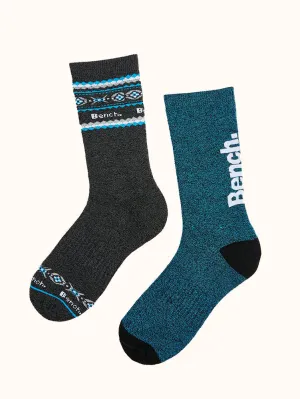 Men's Full Cushion Thermal Crew Socks (2 Pairs) - Teal