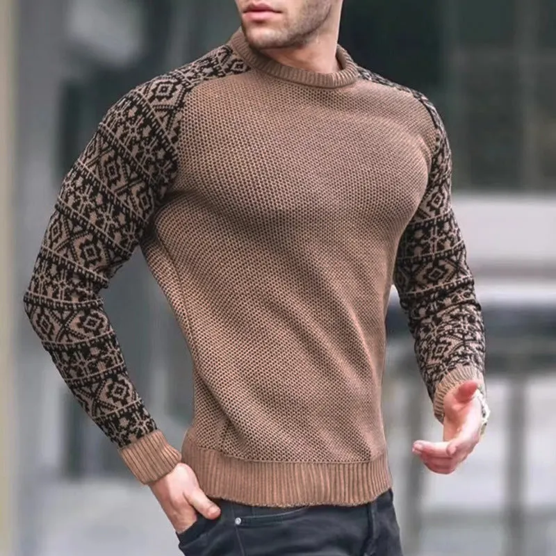 Men's Knitted Waffle Plaid Slimming Top