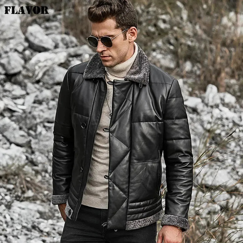 Men's Lambskin Leather Down Jacket