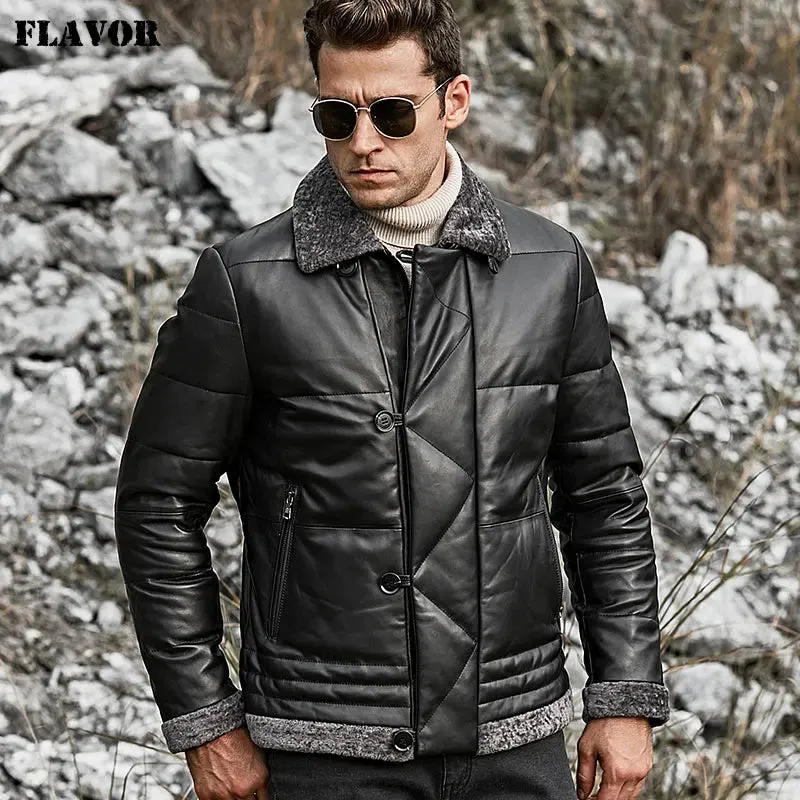 Men's Lambskin Leather Down Jacket