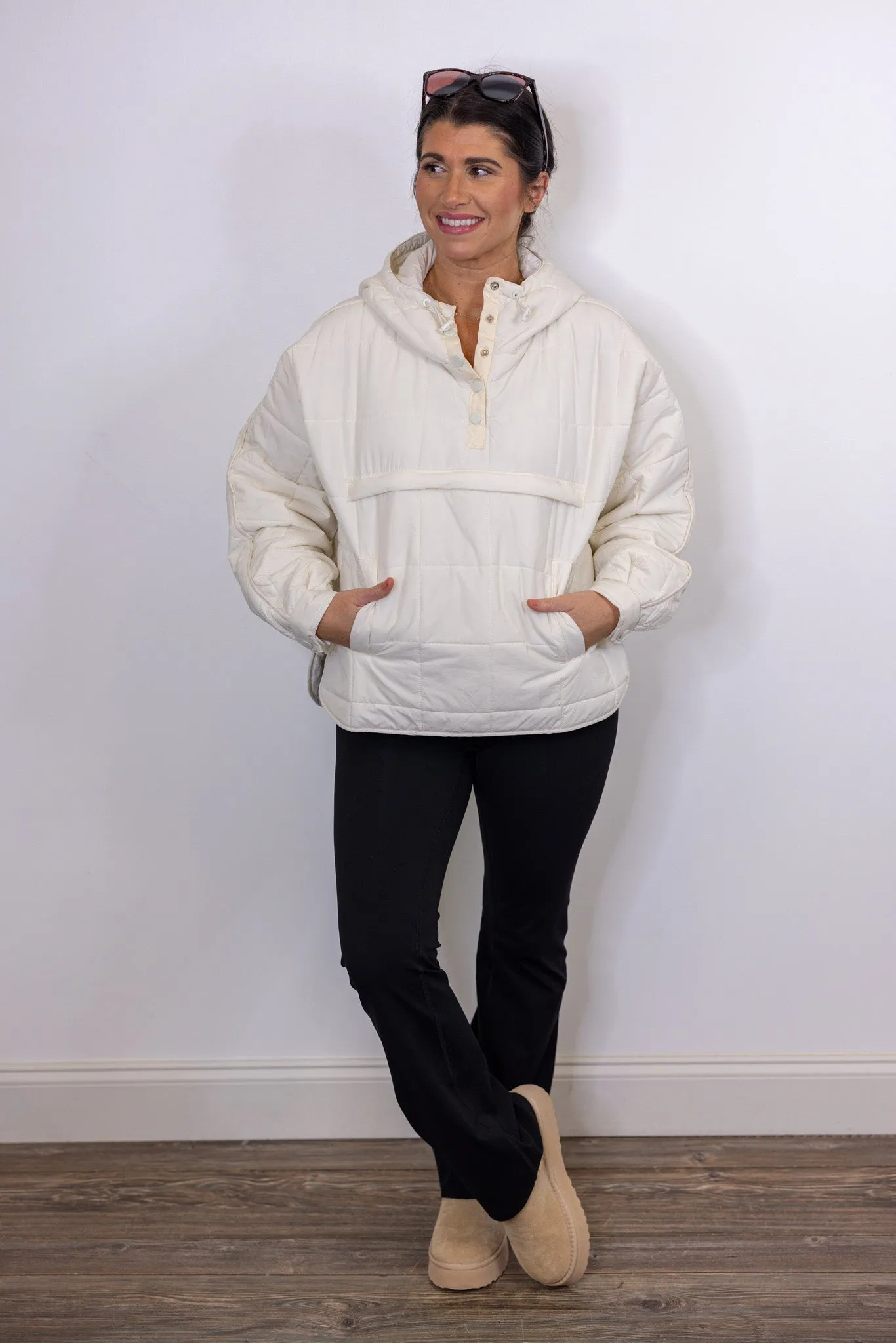 Misty Mornings Cream Puffer Hoodie