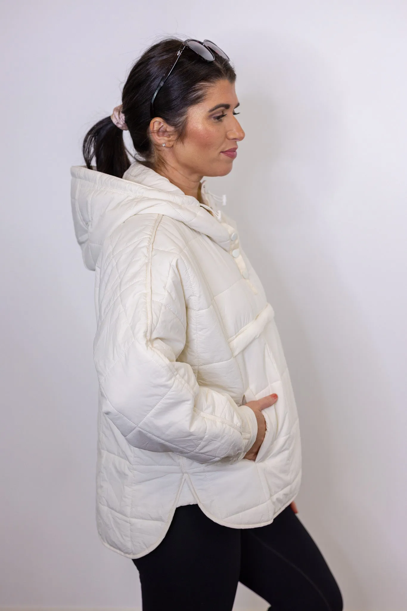 Misty Mornings Cream Puffer Hoodie