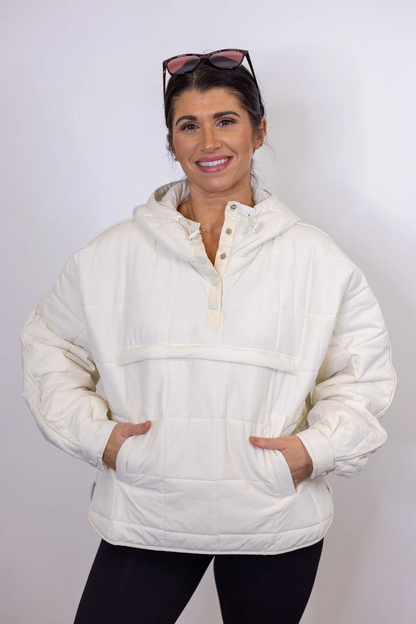 Misty Mornings Cream Puffer Hoodie