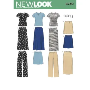 Newlook Pattern 6730 Misses Knit Tops, Skirts, and Pants