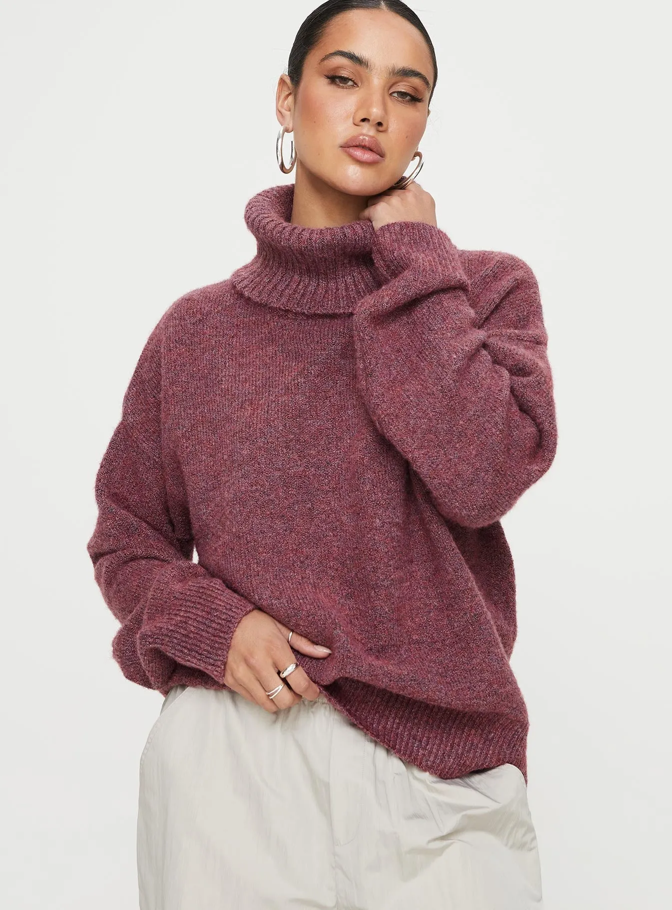 Oswin Turtleneck Jumper Burgundy