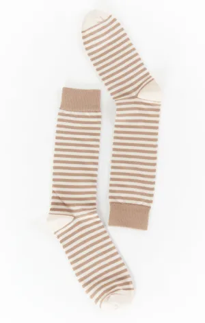 Owen Sock ~ Soft Beige and Dune Stripe