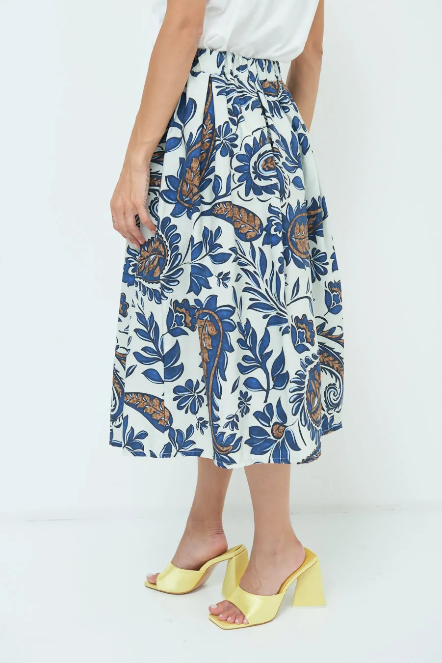 Paisley print pleated midi skirt wholesale