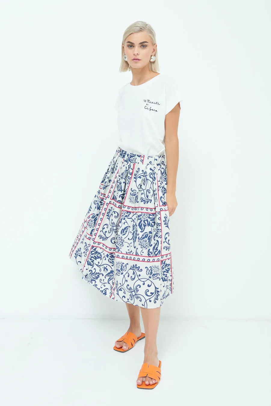 Paisley print pleated midi skirt wholesale