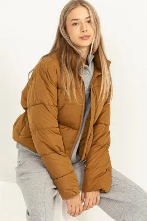 Pale Brown Weekend Ready Quilted Puffer Jacket