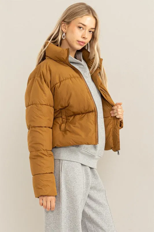 Pale Brown Weekend Ready Quilted Puffer Jacket