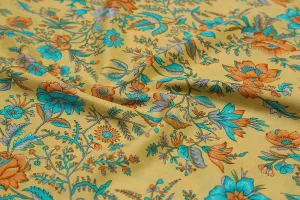 Pale Golden 60 Gram Printed Silk Crepe Fabric