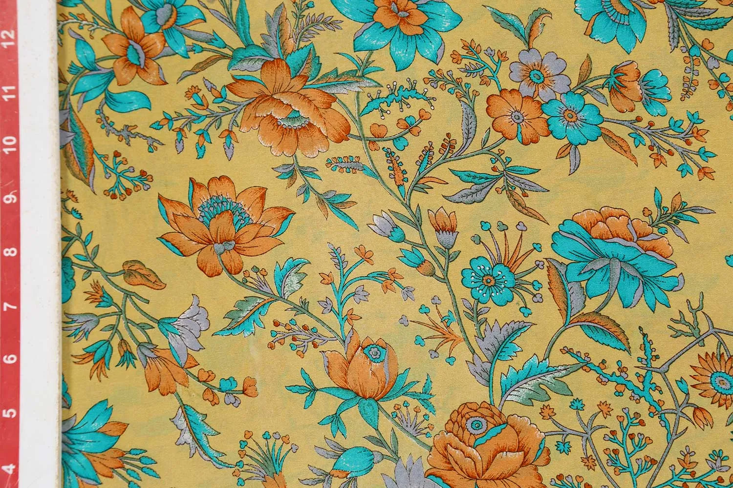 Pale Golden 60 Gram Printed Silk Crepe Fabric