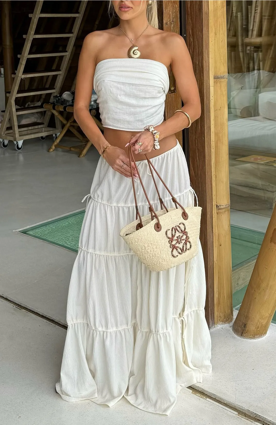 Pretty Thing Maxi Skirt Off White