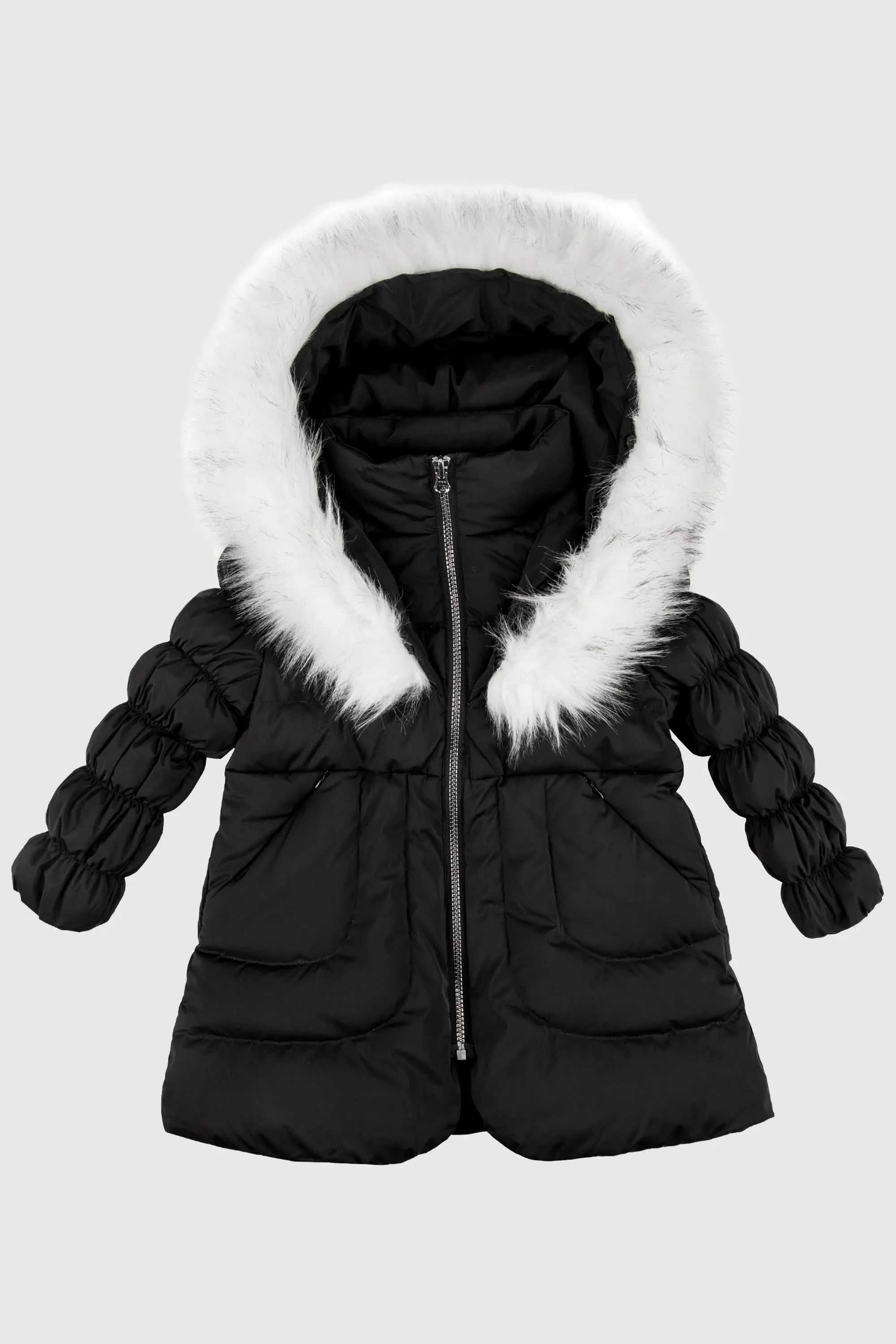 Puffer Zipper Pockets Hooded Down Coat