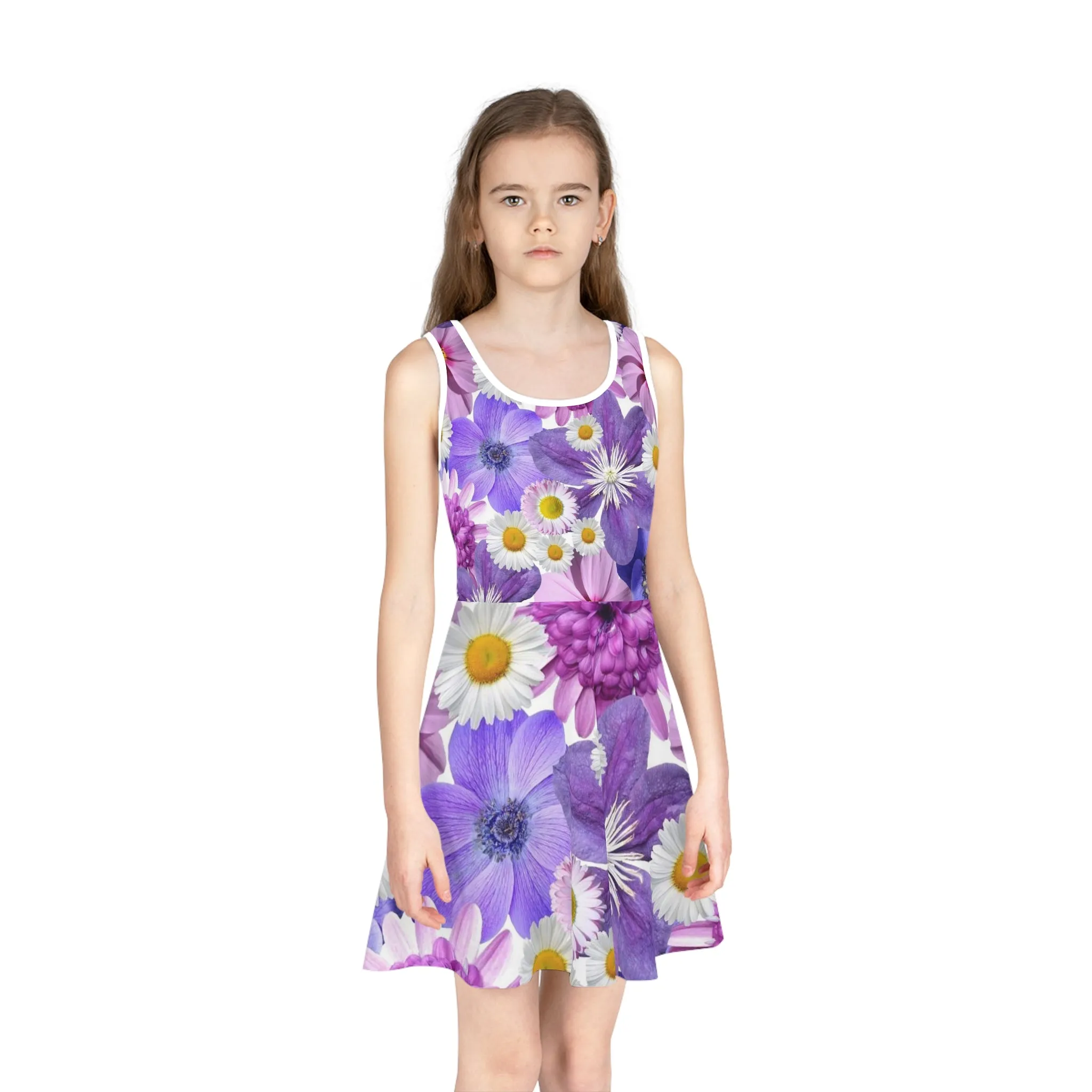 Purple Flowers - Inovax Girl's Sleeveless Sundress