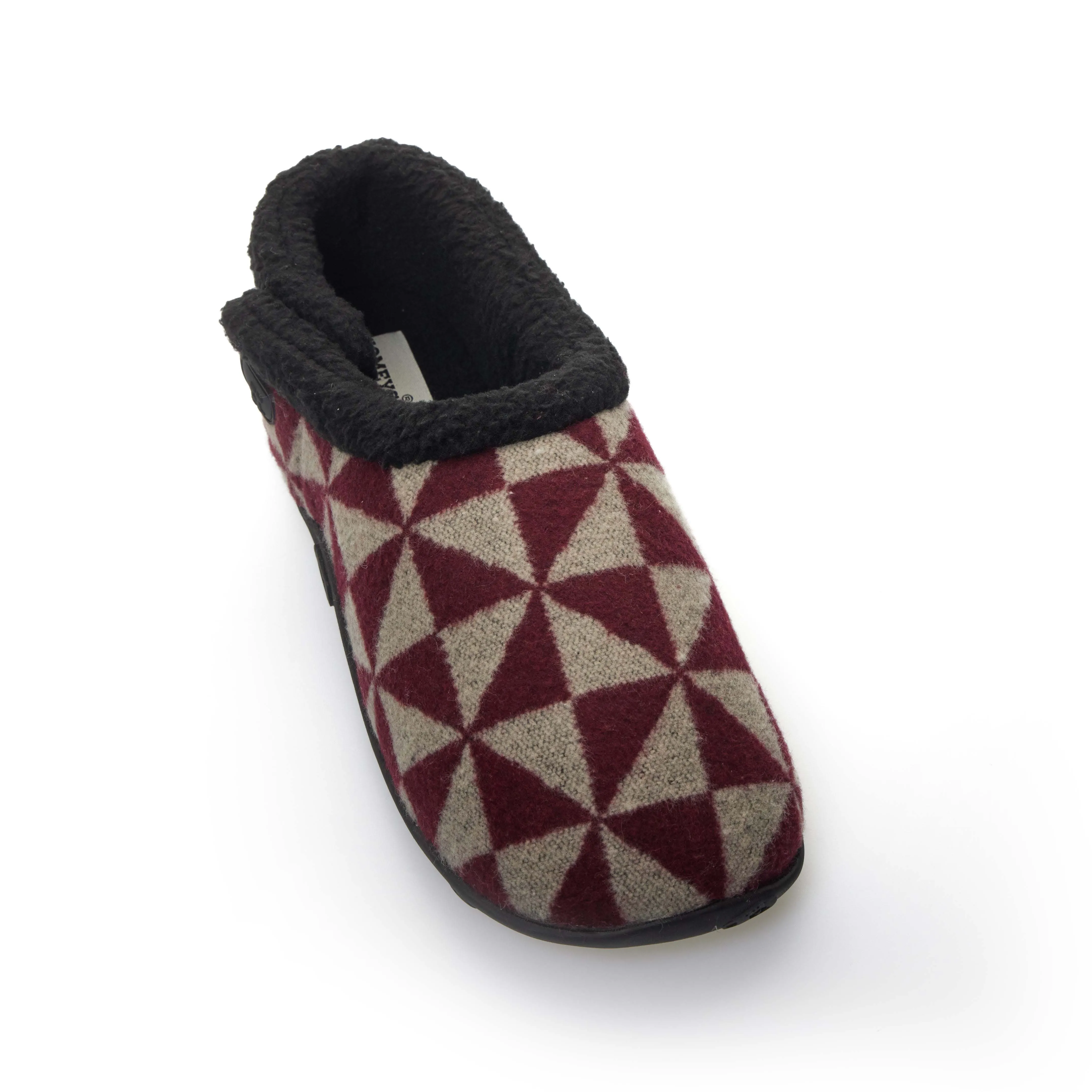 Ronnie - Burgundy Beige Geometric Patterned Men's Slippers