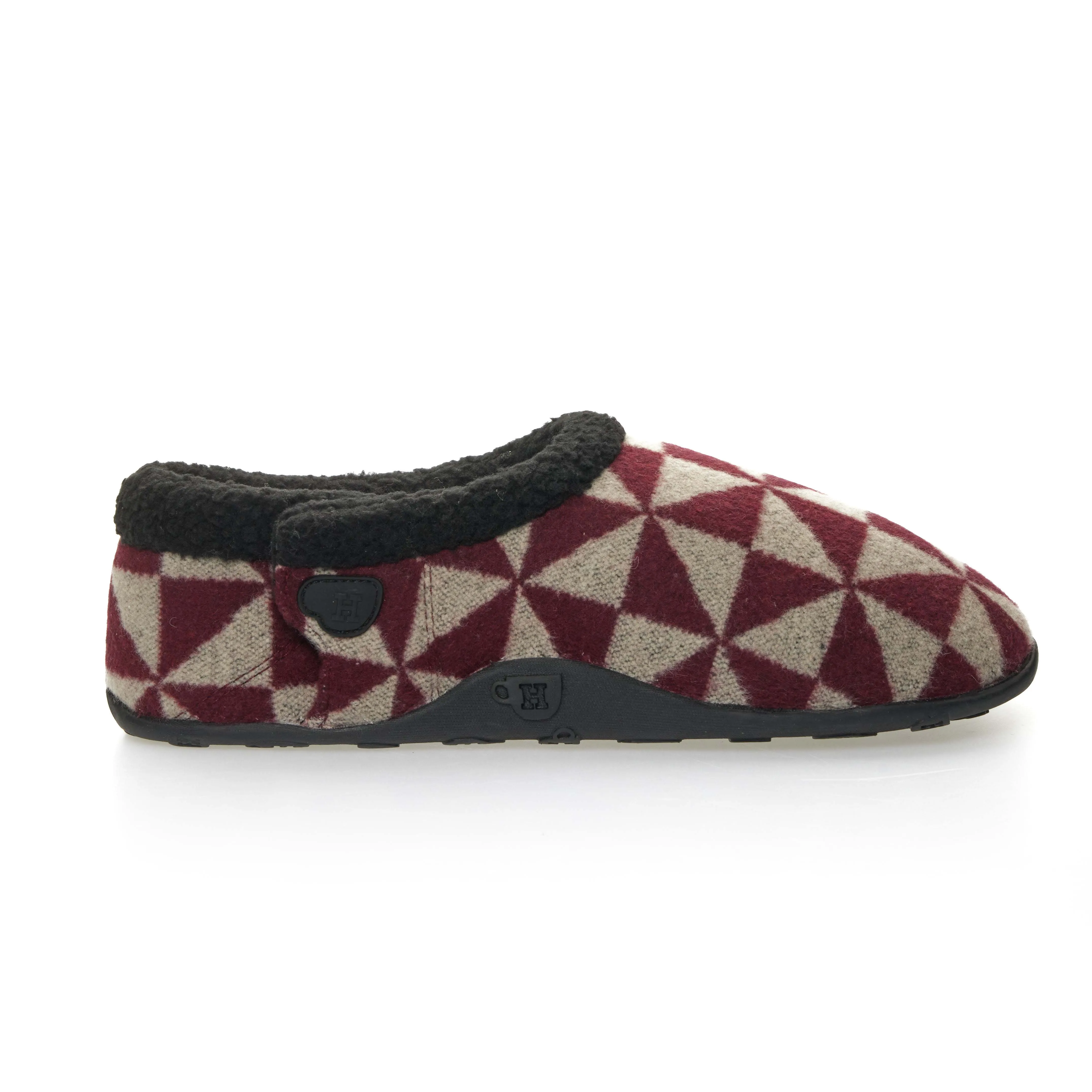 Ronnie - Burgundy Beige Geometric Patterned Men's Slippers