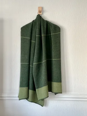 Scarf Wrap Shawl rosemary green thin green bean stripes and green bean block ends