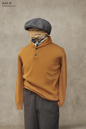 Shawl Collar Merino Wool Sweater - Ochre - 3, 4, 5