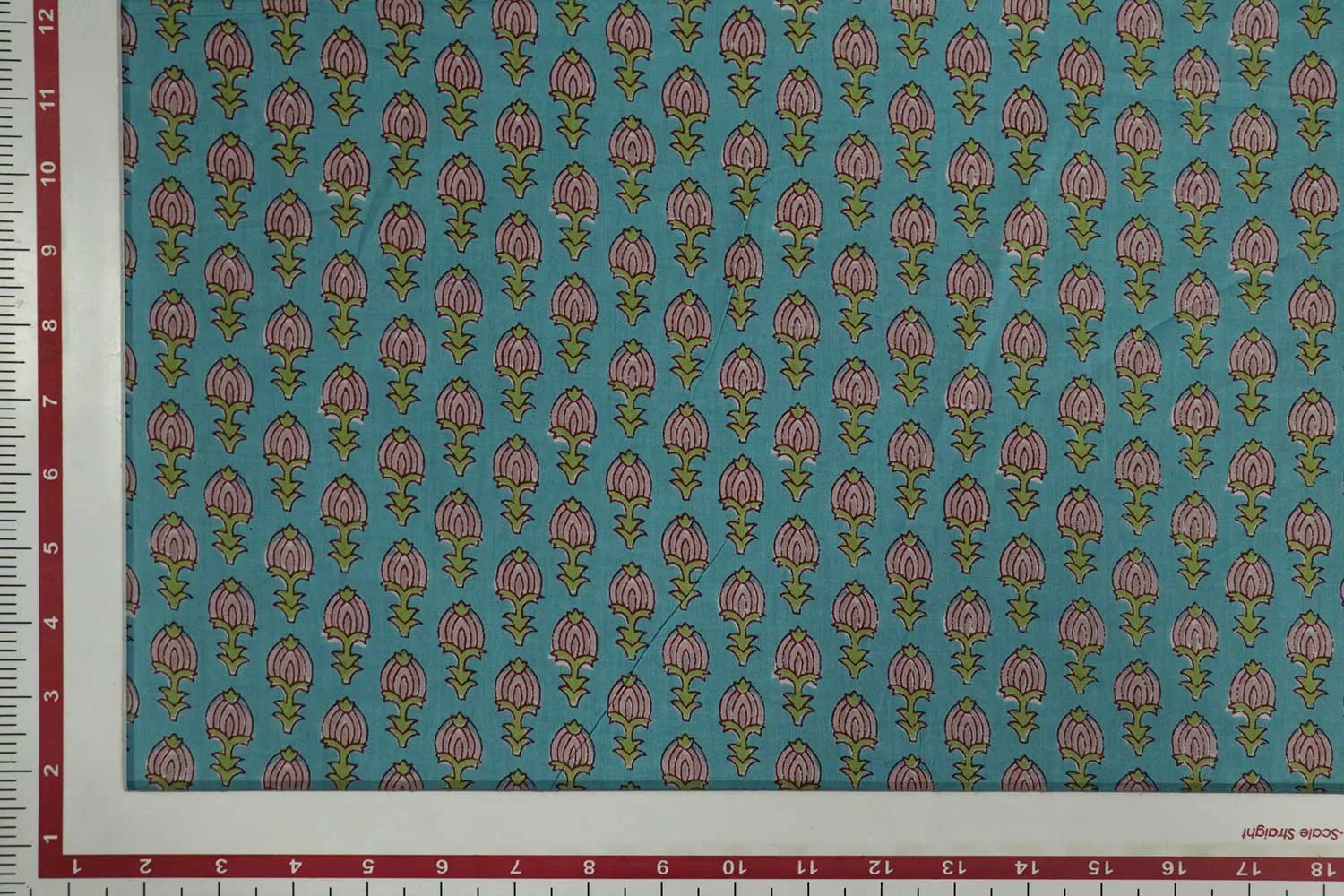 Sky Blue Motifs Cotton Cambric Fabric