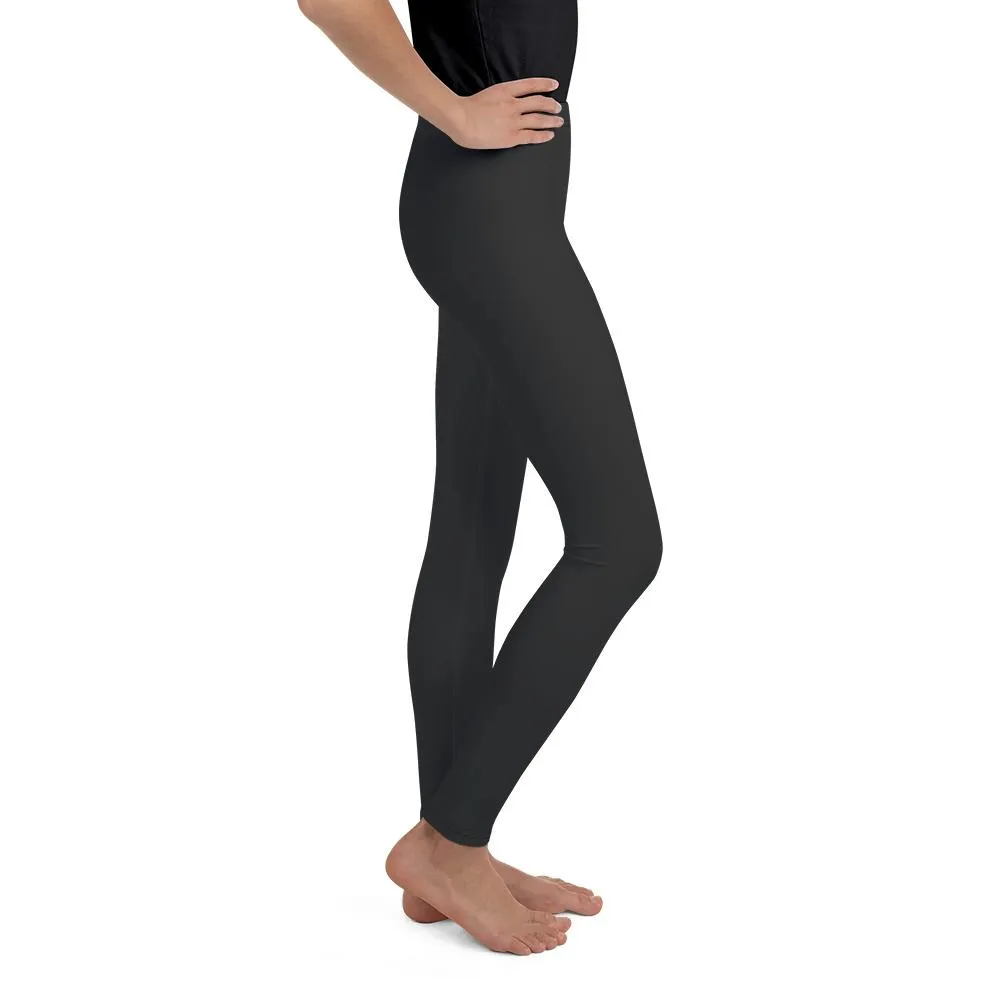 Solid Charcoal Grey Youth Leggings