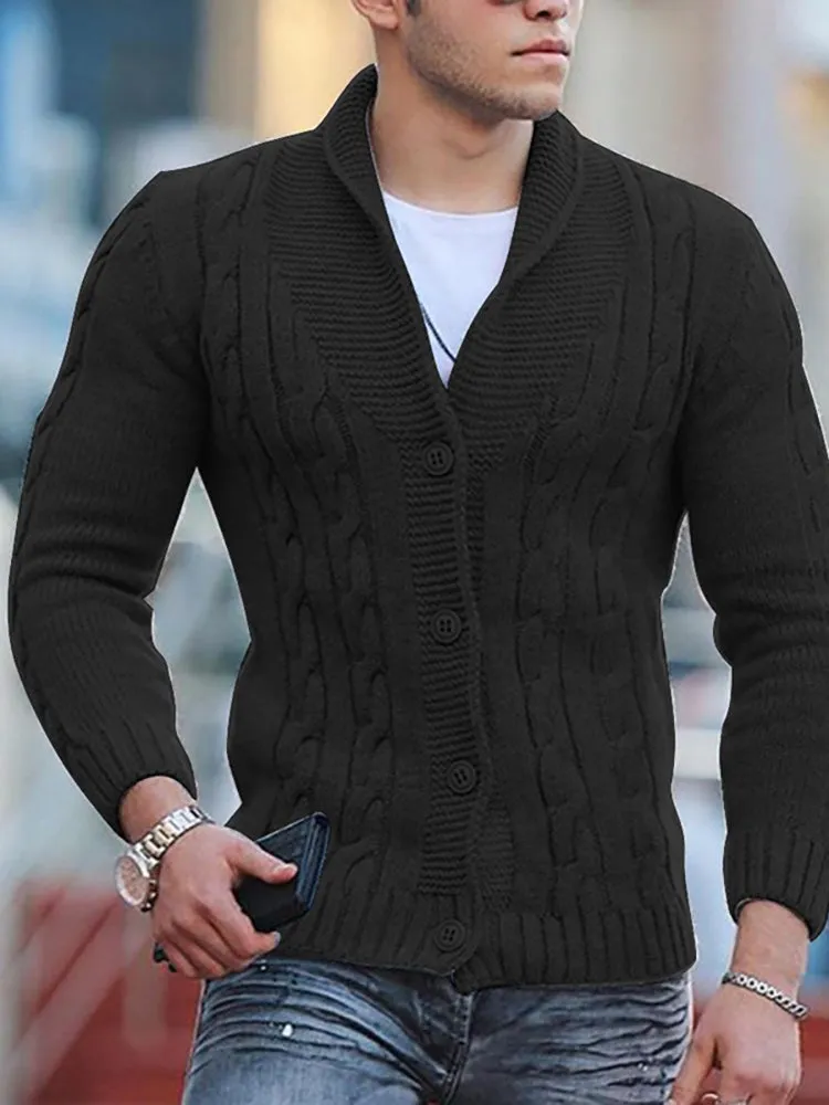 Solid Color Knitted Cardigan Sweaters