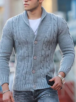 Solid Color Knitted Cardigan Sweaters