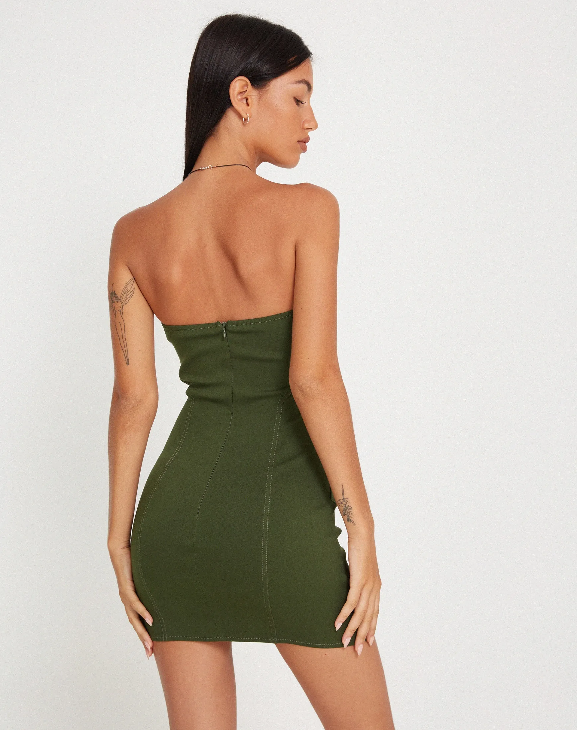 Sumner Bodycon Mini Dress in Tailoring Chive