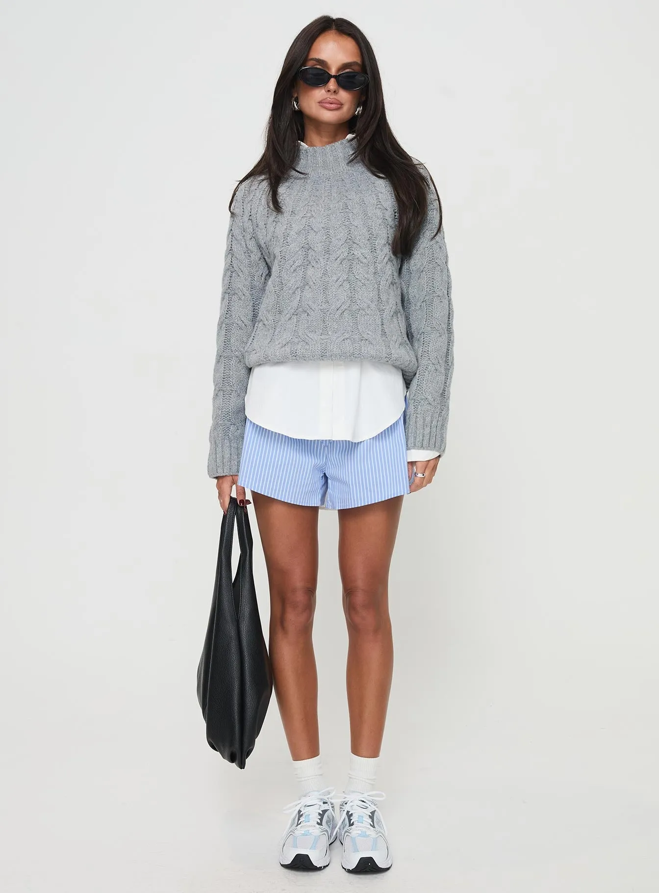 Sunray Cable Sweater Charcoal Marle