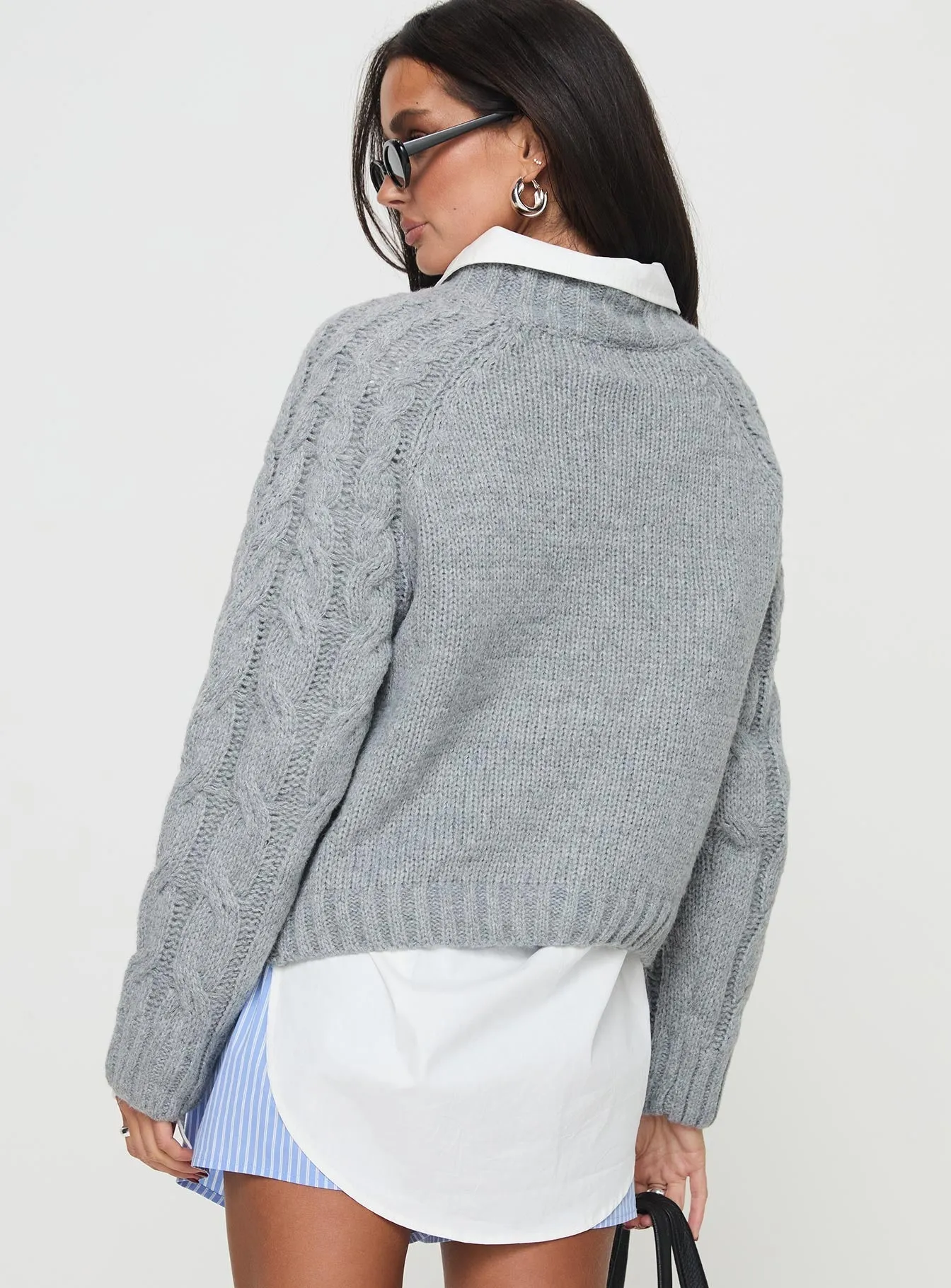 Sunray Cable Sweater Charcoal Marle