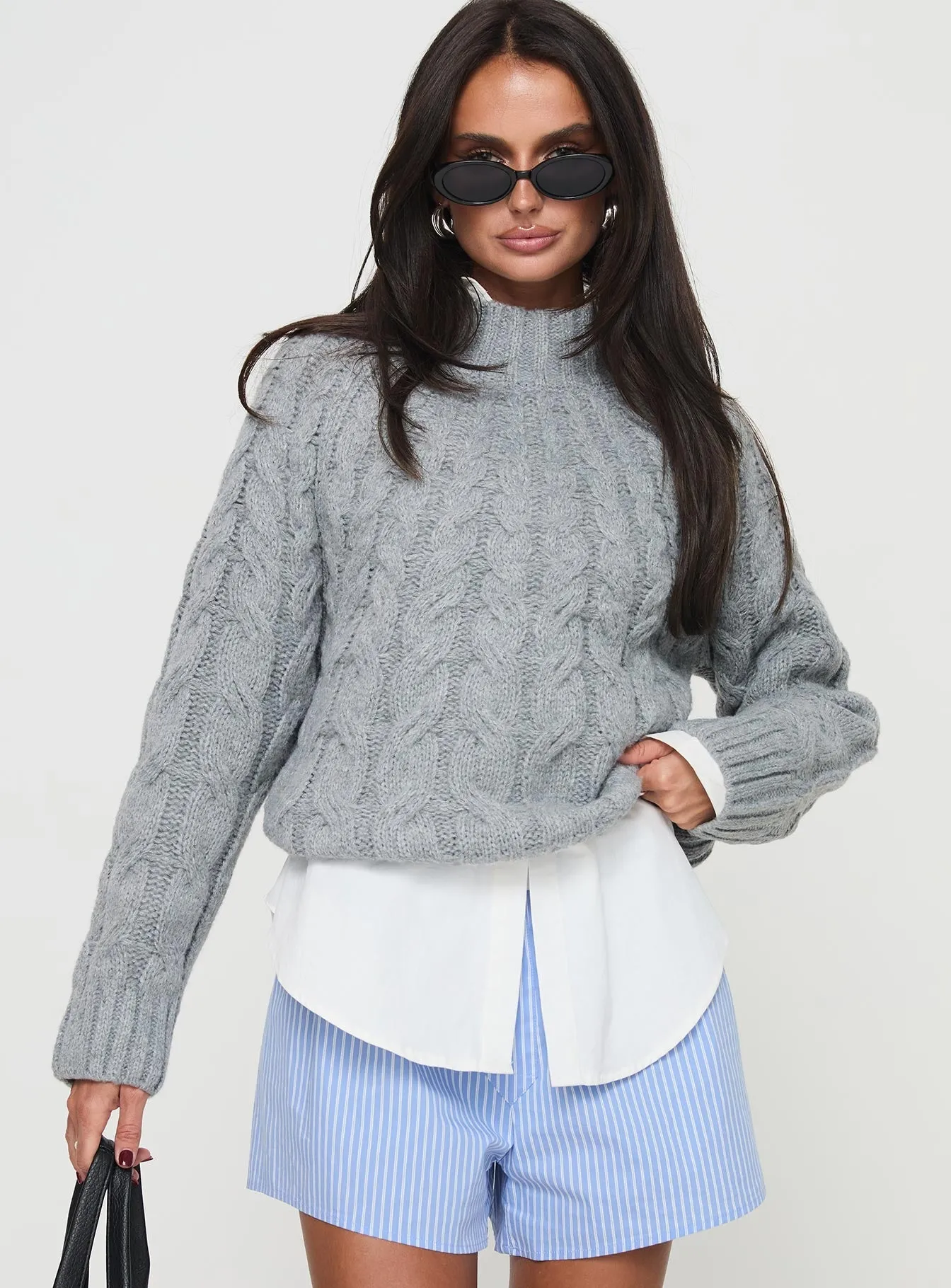 Sunray Cable Sweater Charcoal Marle