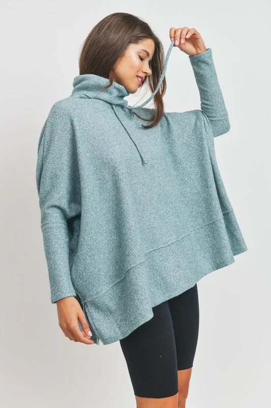 Thermal Cowl Neck Top - Green