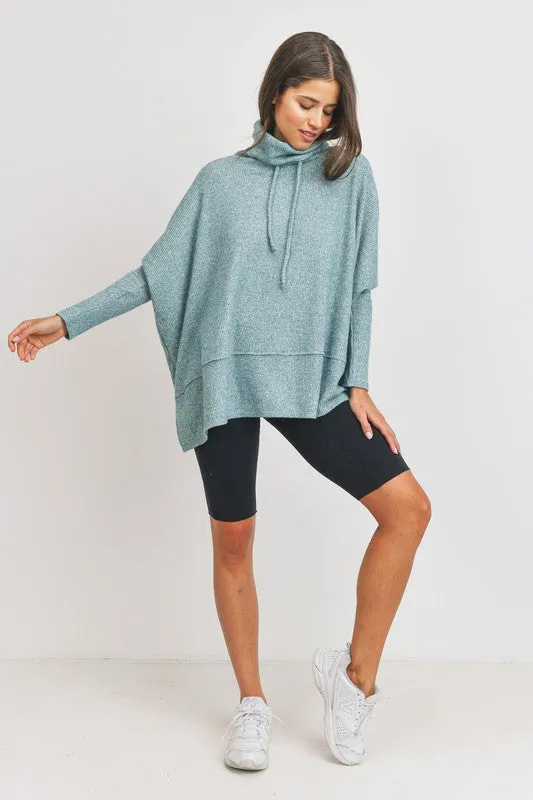 Thermal Cowl Neck Top - Green