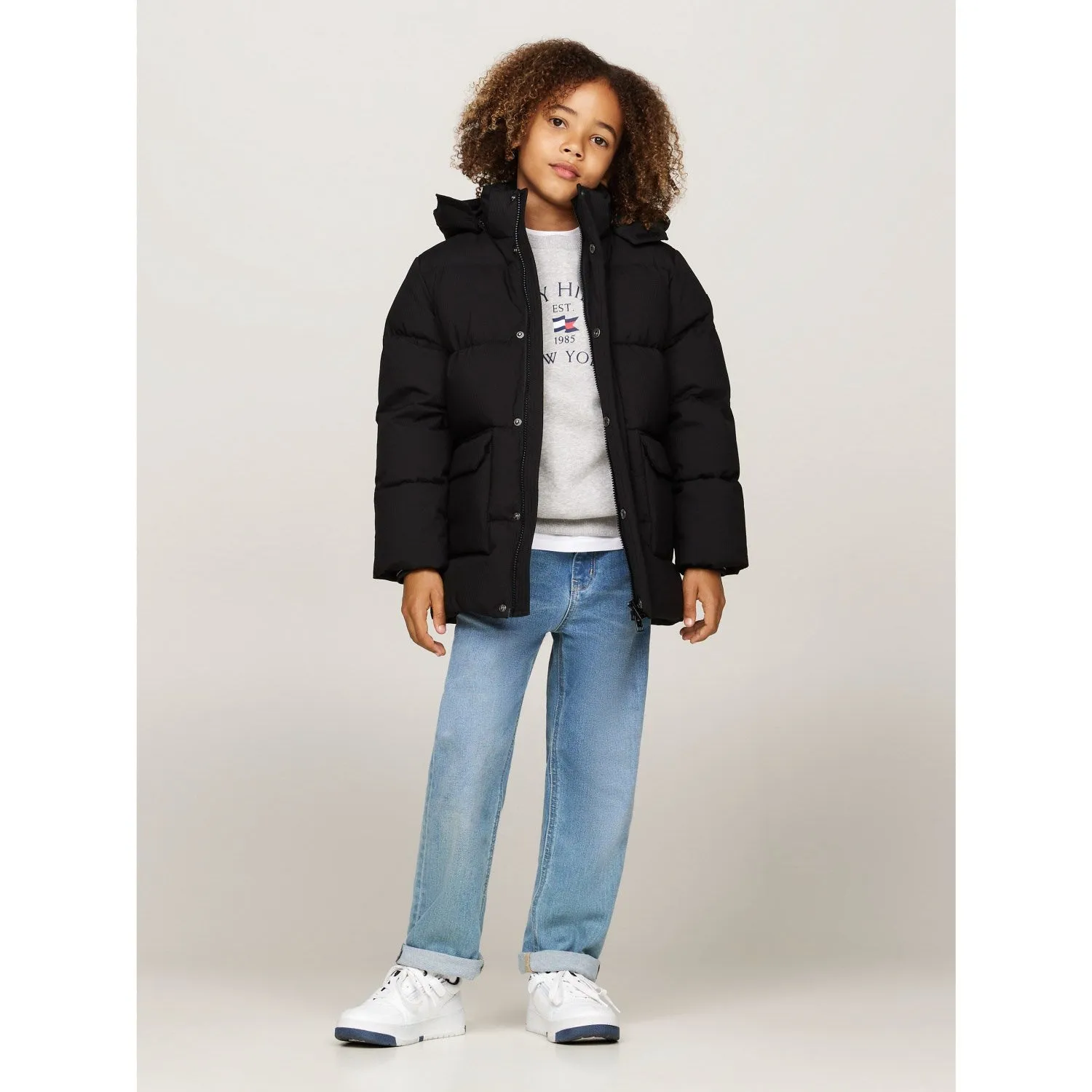 Tommy Hilfiger Black Monotype Ribstop Puffer Jacket