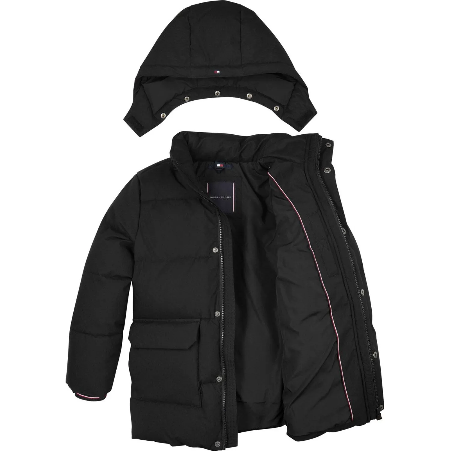 Tommy Hilfiger Black Monotype Ribstop Puffer Jacket