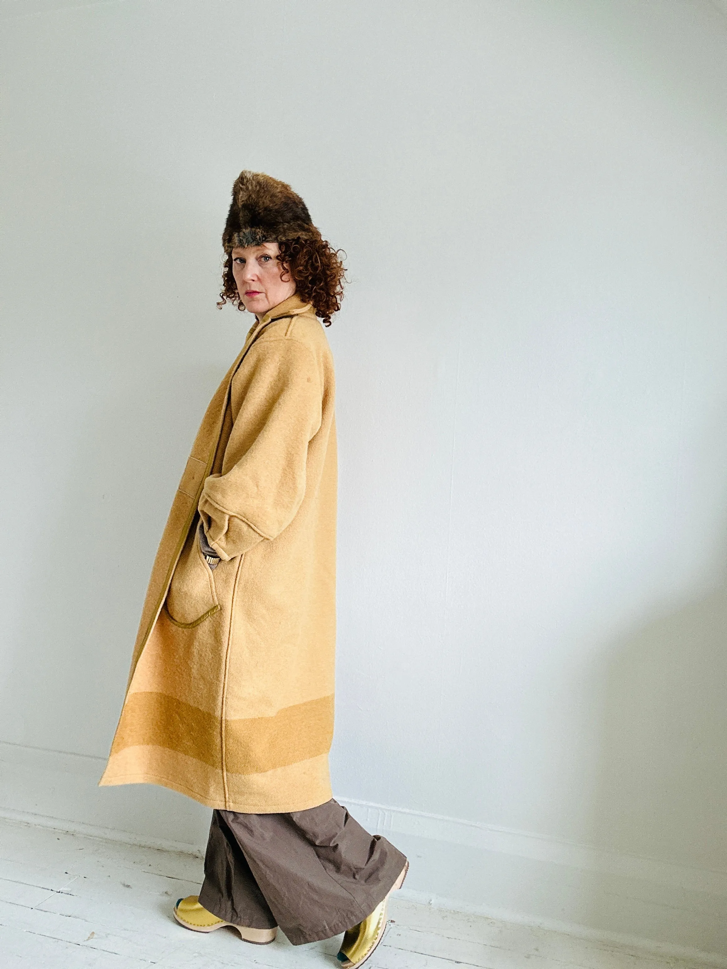 Trench with Vintage Wool Blanket Size M/L #TRENCH15