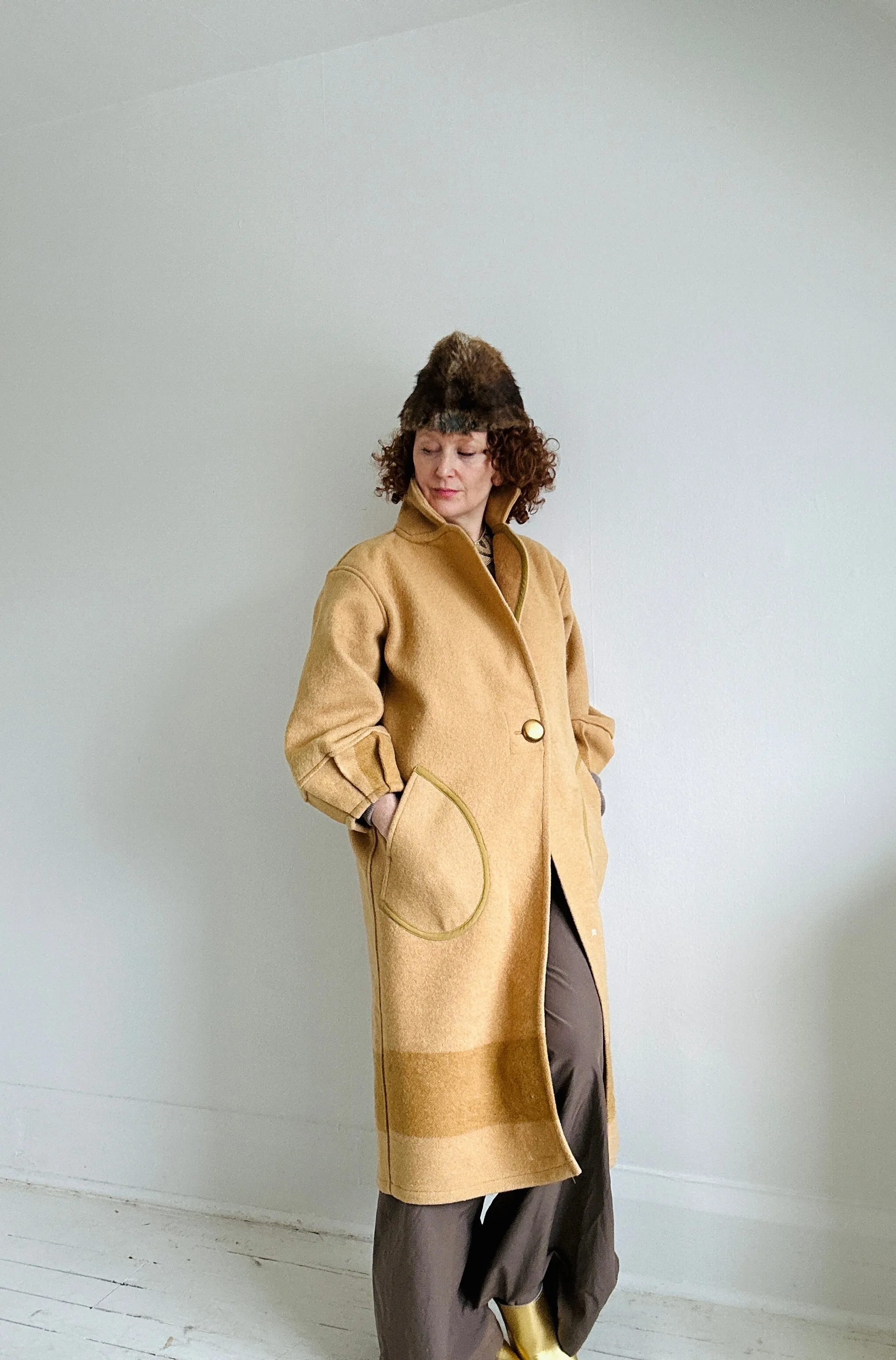 Trench with Vintage Wool Blanket Size M/L #TRENCH15