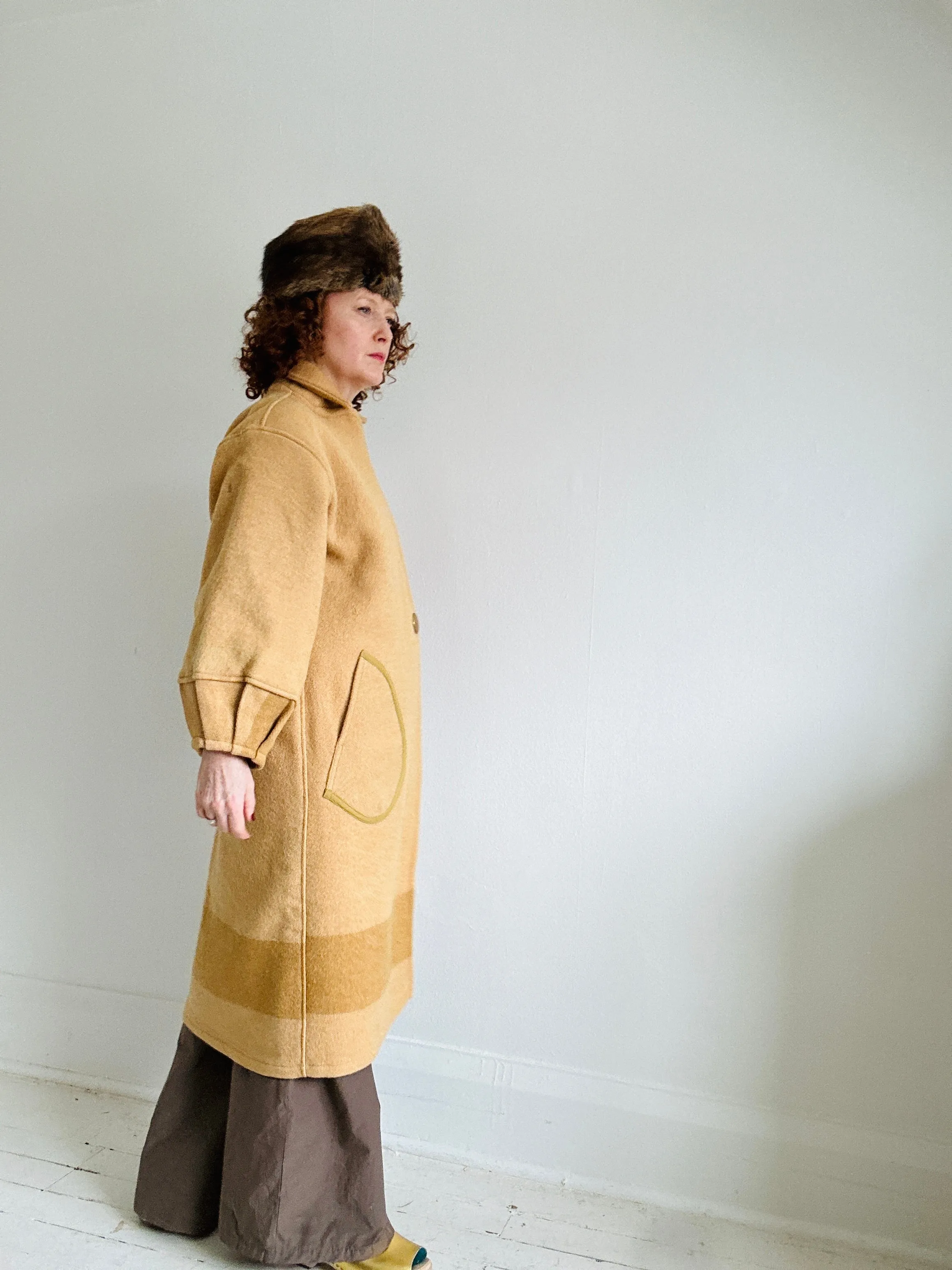 Trench with Vintage Wool Blanket Size M/L #TRENCH15