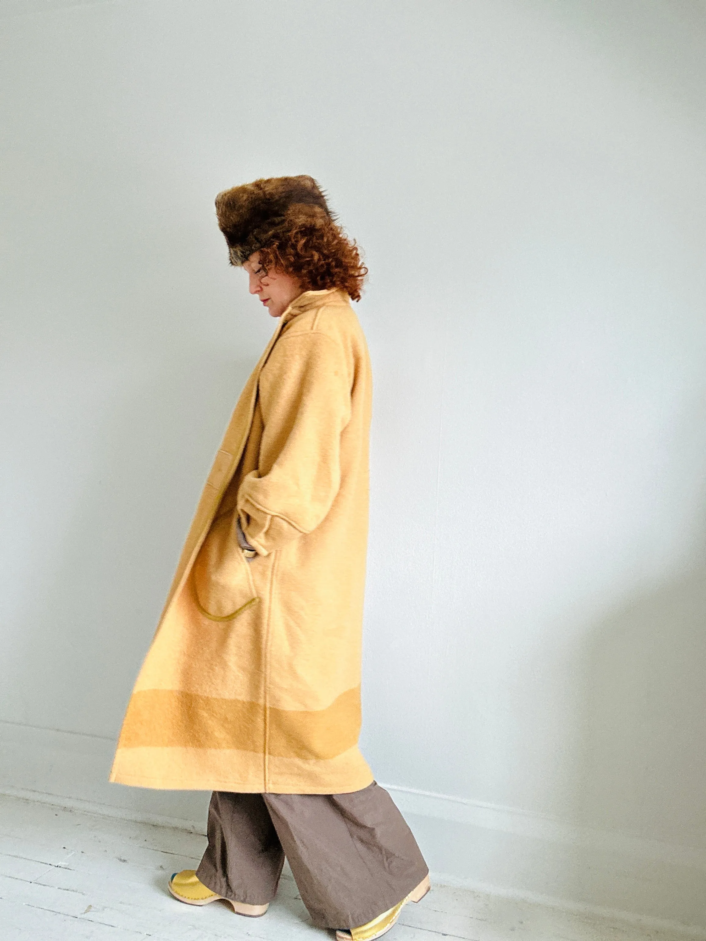 Trench with Vintage Wool Blanket Size M/L #TRENCH15